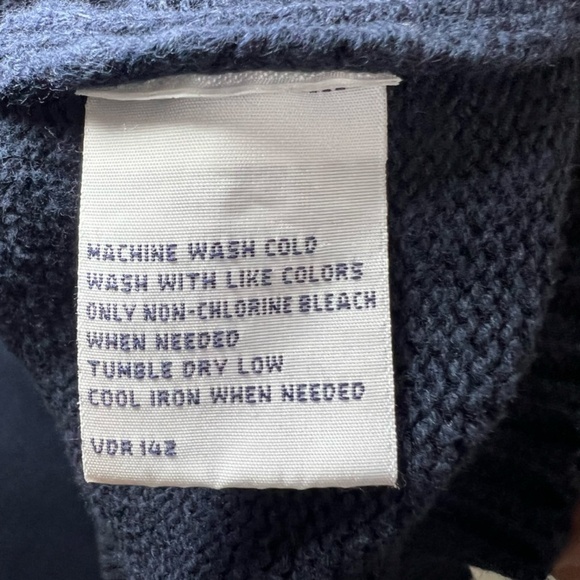 Nautica Mens Sweater Navy Blue 90s Stripe Heavy Embroidered Y2K Vintage Sz Large - Picture 10 of 11